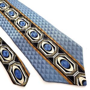 Palatina‎ Abstract Blue Print Wide Silk Tie